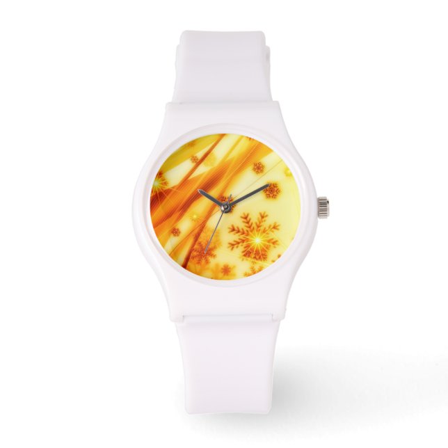 Goldene Weihnachtsschneeflocken Armbanduhr (Vorderseite)