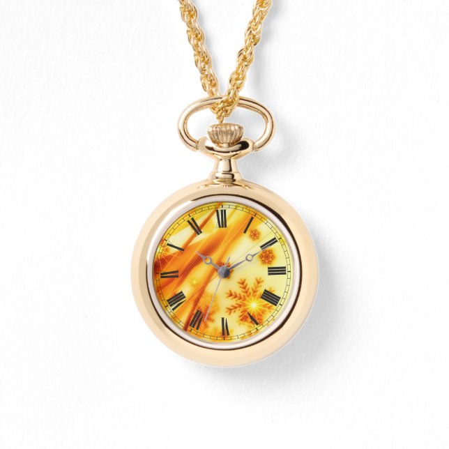 Goldene Weihnachtsschneeflocken Armbanduhr (Vorderseite)
