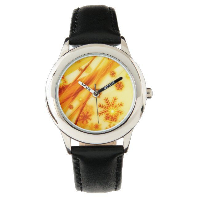 Goldene Weihnachtsschneeflocken Armbanduhr (Vorderseite)