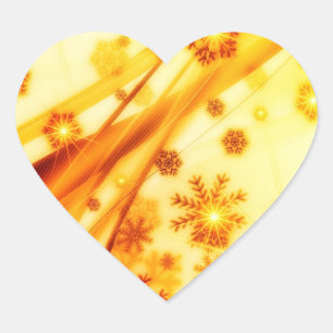 Goldene Weihnachtsschneeflocken Herz-Aufkleber