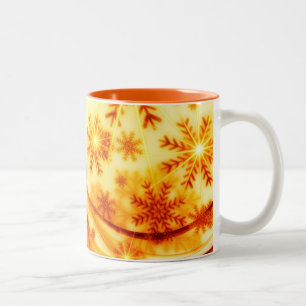 Goldene Weihnachtsschneeflocken Zweifarbige Tasse