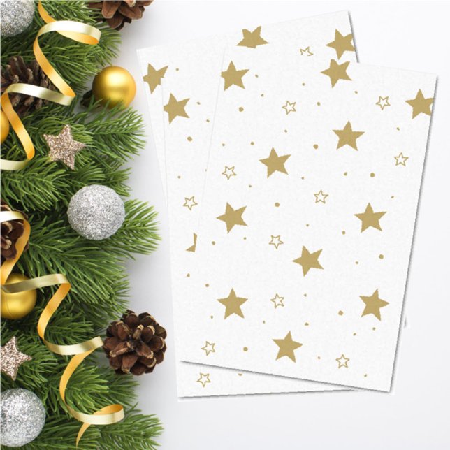 Goldene Weihnachtsstars-Wrapping Tissue Seidenpapier (Von Creator hochgeladen)