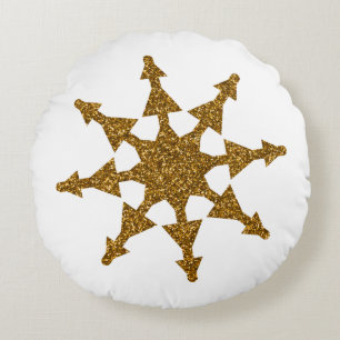 Goldene Weihnachtsstern Rundes Kissen