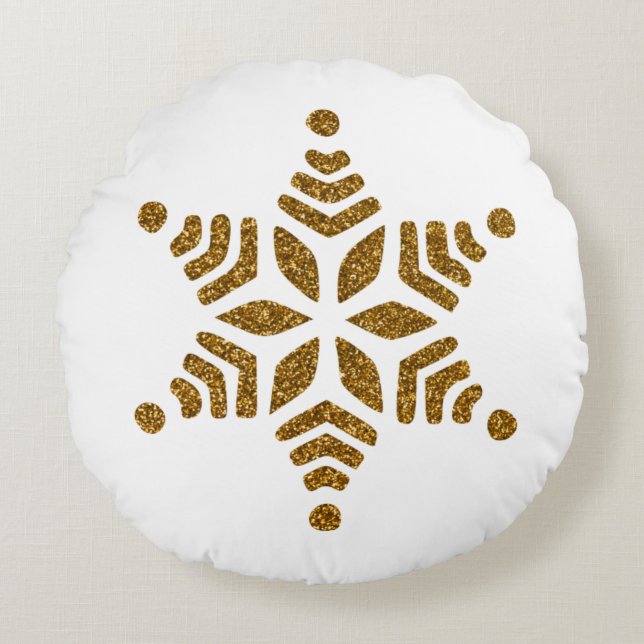 Goldene Weihnachtsstern Rundes Kissen (Vorderseite)
