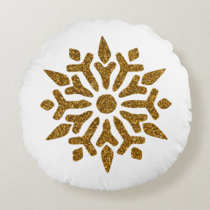 Goldene Weihnachtsstern Rundes Kissen