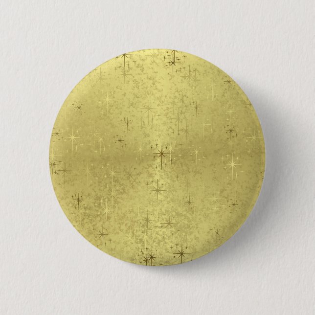 Goldene Weihnachtssterne auf Folien-Papier Button (Vorderseite)