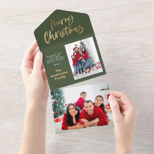 goldene Weihnachtssterne Foto Urlaub All In One Einladung (Abreißen)