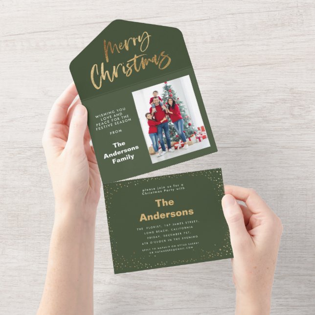 goldene Weihnachtssterne Foto Urlaub All In One Einladung (Abreißen)