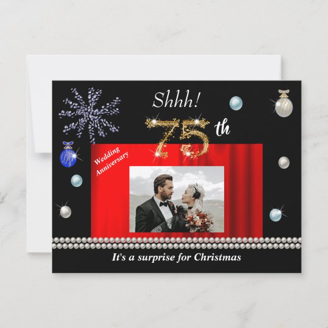 Goldene Weihnachtsüberraschung 75. Hochzeitstag Einladung (Vorderseite)