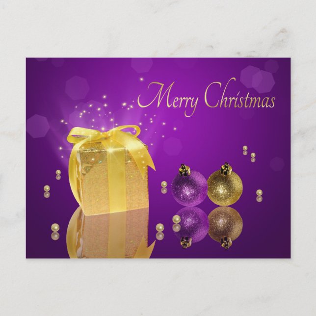 Goldene Weihnachtszeit-Geschenkboxen Feiertagspostkarte (Vorderseite)