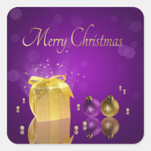 Goldene Weihnachtszeit-Geschenkboxen Quadratischer Aufkleber