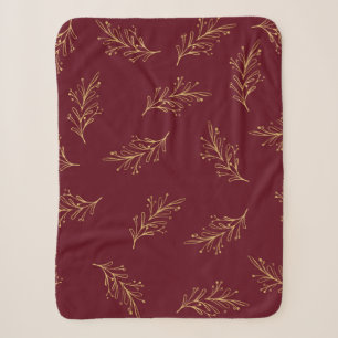 Goldene Weihnachtszweige auf rotem Hintergrund Sherpadecke