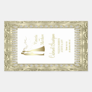 Goldene Weinflaschenetiketten zur Hochzeit Rechteckiger Aufkleber