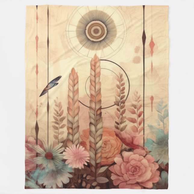 Goldene Weizenblüten Fleecedecke (Vorderseite)