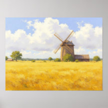 Goldene Weizenwindmühle Impressionistische Ölgemäl