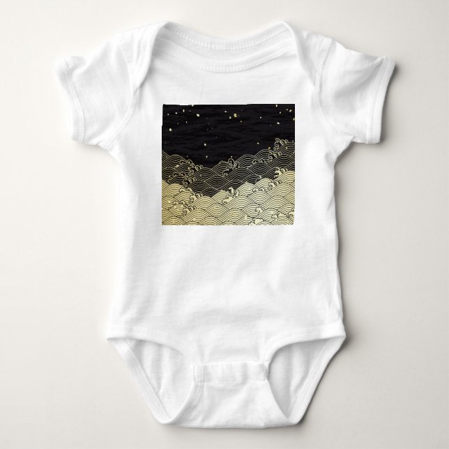 Goldene Welle, papierähnliche Textur. Baby Strampler (Vorderseite)