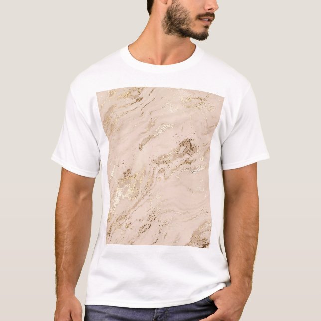 Goldene Wellen: Abstrakter Marmor T-Shirt (Vorderseite)