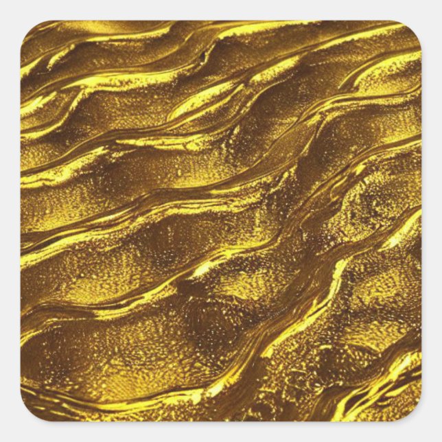 Goldene Wellen Quadratischer Aufkleber (Vorderseite)