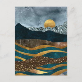 Goldene Wellen unter Mondlicht Postkarte