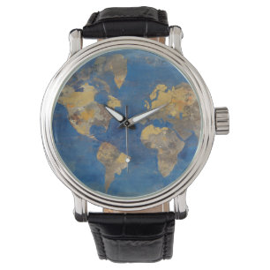 Goldene Welt Armbanduhr