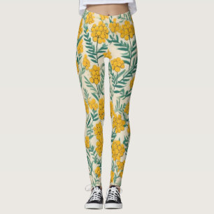 Goldene Wiese: fröhliche Tansy Blooms Leggings