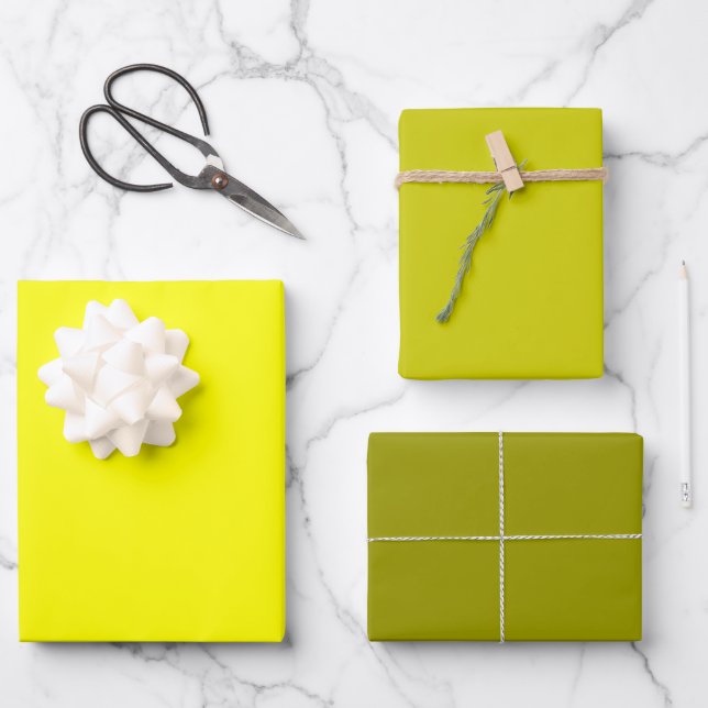 Goldene Wiese - Gelb und Oliven Geschenkpapier Set (Vorderseite)