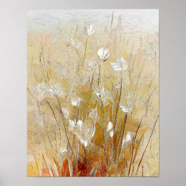Goldene Wiesenblüten #2 – Warme neutrale Blumenarr Poster