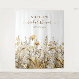 Goldene Wildblumen fallen Brautparty Hintergrund Wandteppich