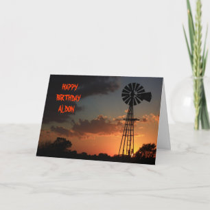 GOLDENE WINDMÜHLEN-SILHOUETTE-GEBURTSTAG Karte