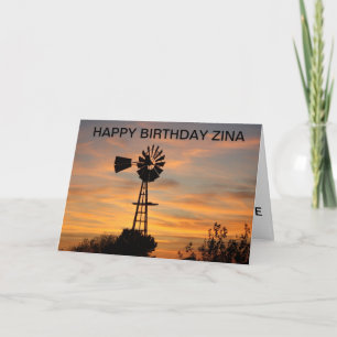 Goldene Windmühlen-Silhouette Geburtstagskarte Karte