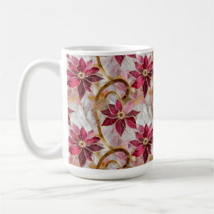 Goldene Wirbel Burgunder-Rosa Weihnachts-Poinsetti Kaffeetasse