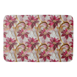 Goldene Wirbel Burgundy Pink Weihnachten Poinsetti Badematte