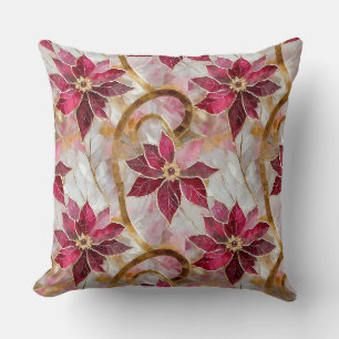 Goldene Wirbel Burgundy Pink Weihnachten Poinsetti Kissen