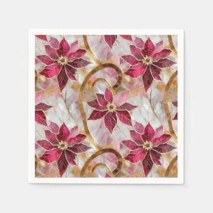 Goldene Wirbel Burgundy Pink Weihnachten Poinsetti Serviette