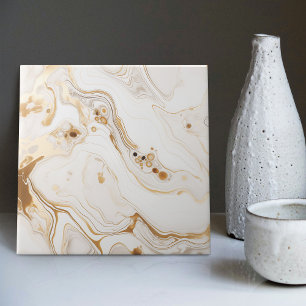 Goldene Wirbel-Faux-Marmor-Dynamik-Fluid-Muster Fliese