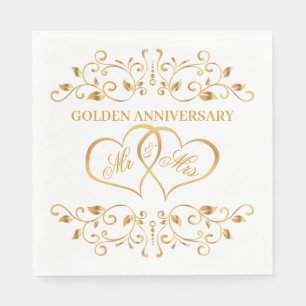 Goldene Wirbel, zu Herzen gegangen 50 Jahre Jubilä Serviette