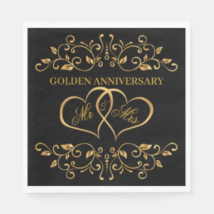 Goldene Wirbel, zu Herzen gegangen 50 Jahre Jubilä Serviette