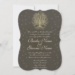 Goldene Wirbelbaum-Wurzeln der Liebe Hochzeitseinl Einladung