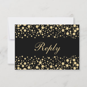 Goldene Wirkung Konfetti auf schwarze UAWG Einladu RSVP Karte