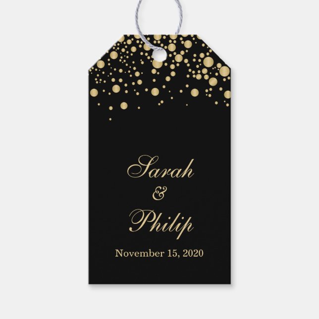 Goldene Wirkung Konfetti Hochzeit Danke, Geschenk  Geschenkanhänger (Vorderseite)
