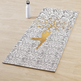 Goldene Yoga-Pose Silhouette mit Baum Yogamatte