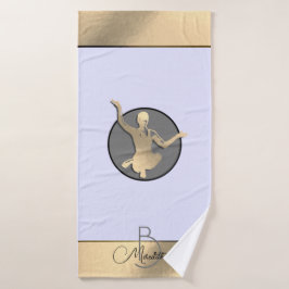 Goldene Yogi-Silhouette Badehandtuch