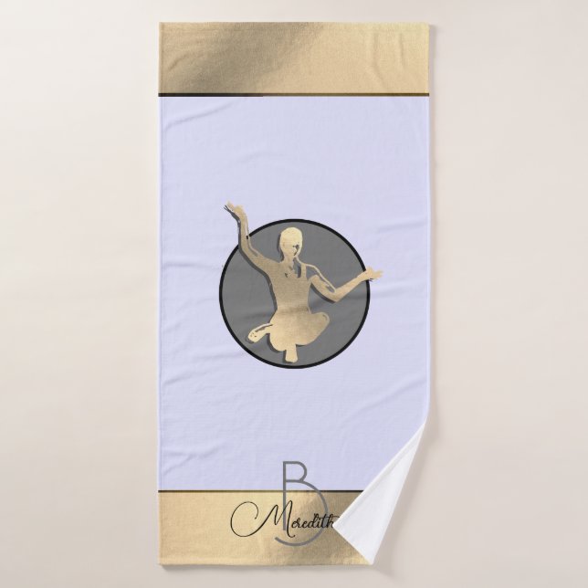 Goldene Yogi-Silhouette Badehandtuch (Badehandtuch)