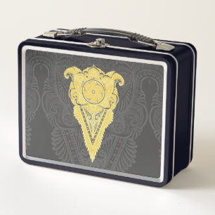 Goldene Zierflame Metall Lunch Box