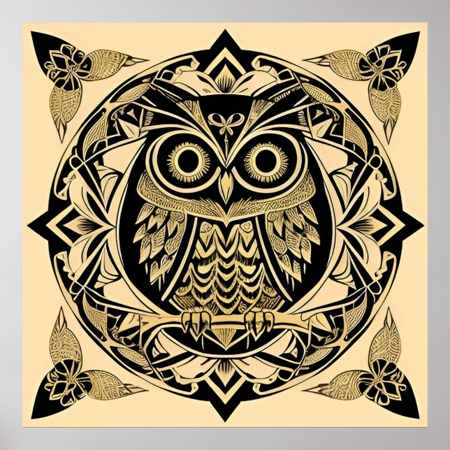 Goldene Zierschale mit dekorativem Design Poster (Vorne)