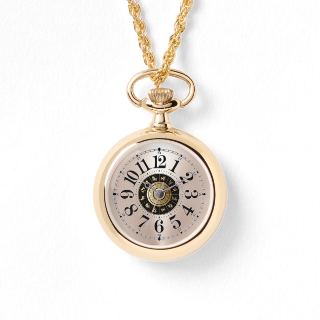 goldene Zodiaktaschenuhr Armbanduhr (Vorderseite)
