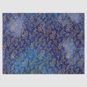 Goldene Zweige auf Lila und blauen Decoupage Seidenpapier