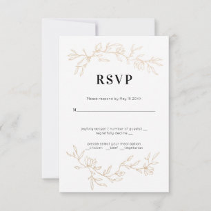 Goldene Zweige Hochzeit RSVP Karte