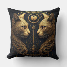 Goldene Zwillingskatze Yin Yang Skulptur
