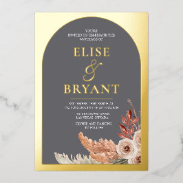 Goldenen Foil Boho Blumenzwiebelhochzeit Folieneinladung